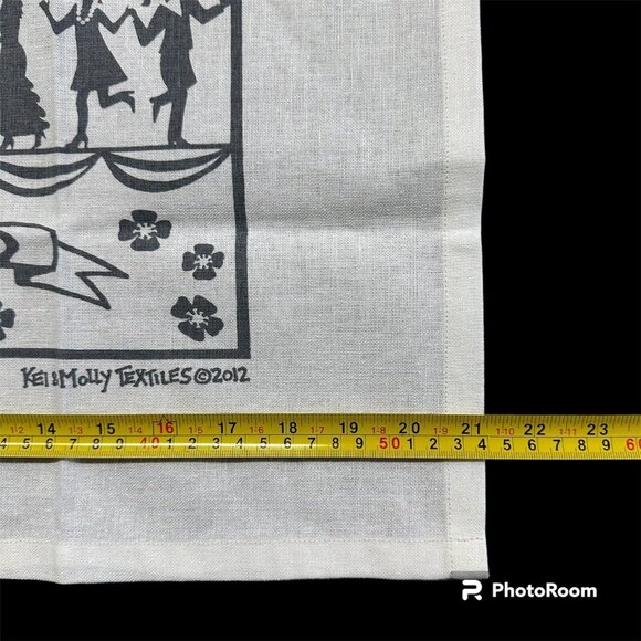 Kitchen Dish Towel Hand Printed Original Design Gray Just Married Kei & Molly - Picture 12 of 12